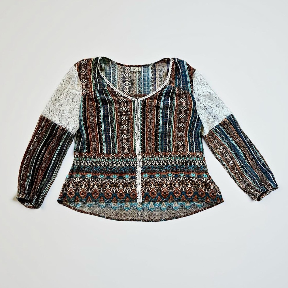 ONE WORLD Multicolor Boho Tunic Top